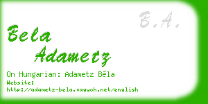bela adametz business card